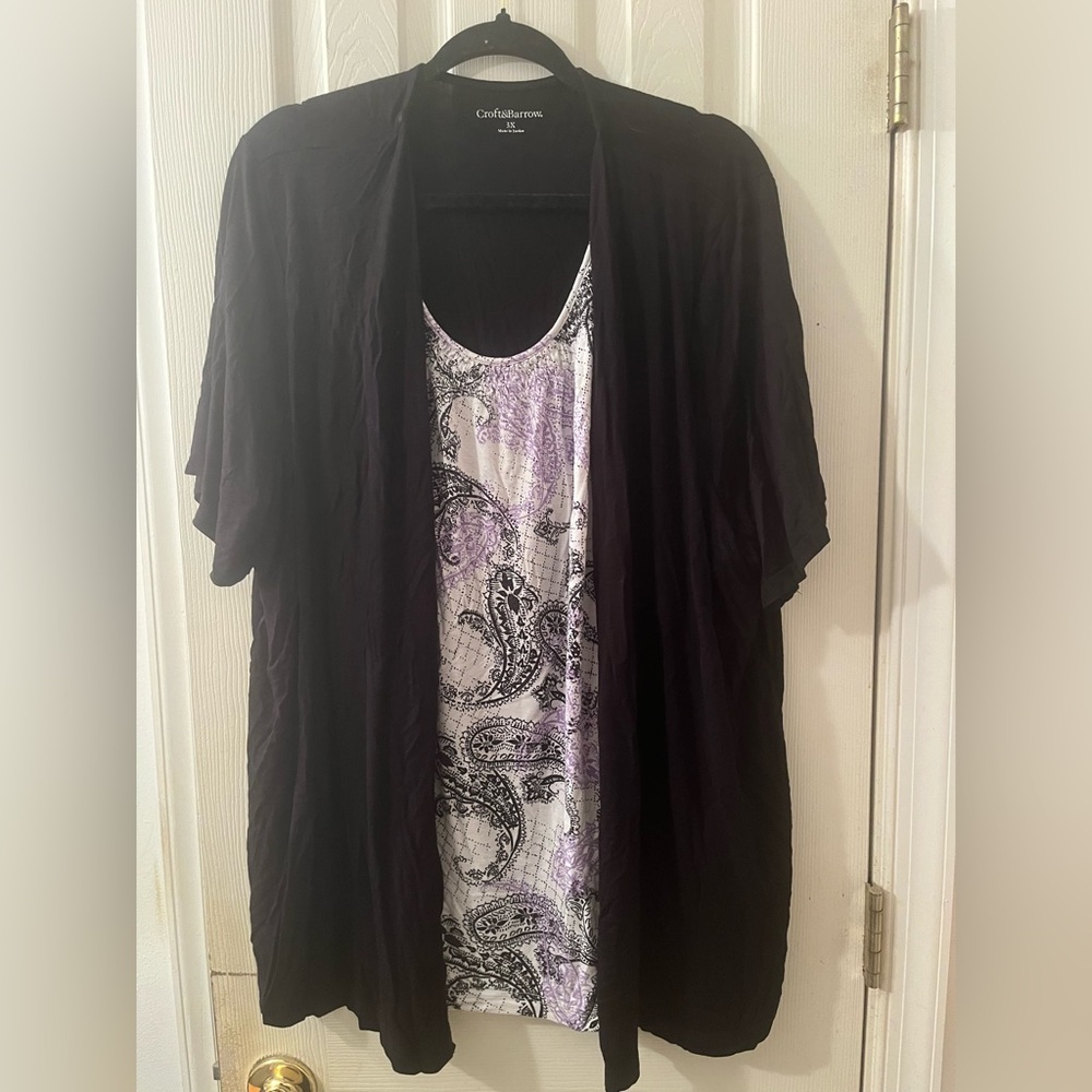3X Croft & Barrow Black and White Paisley Blouse